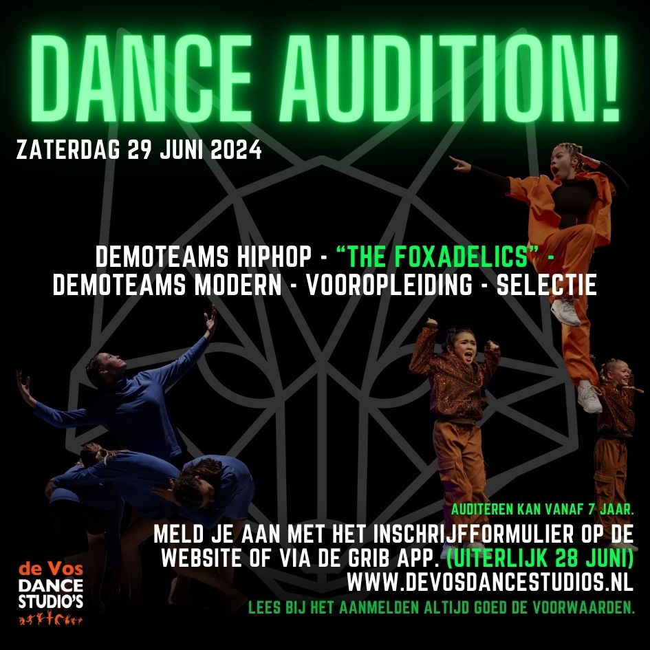 De Vos Dance Studio's - Agenda - Auditie - 2024