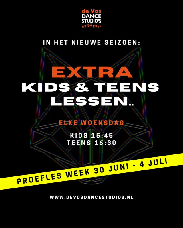 ✨ Er zijn nieuwe kids en teens hiphop lessen aan het rooster toegevoegd op de WOENSDAG 🤩 

Meld je gauw aan voor de proefles week want VOL=VOL